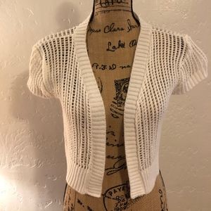 Mingle-2 open stitch cropped shrug, size medium